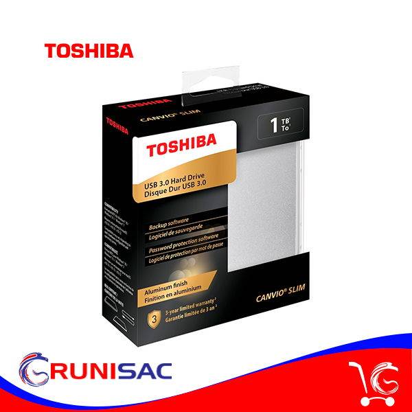 Disco Duro de 1TB Externo Toshiba USB 3.0 Canvio Slim (HDTD310XS3DA)